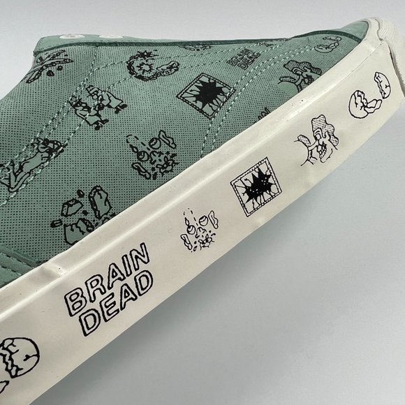 VANS Shoe Men Old Skool Brain Dead Green White Skateboard Sneaker VN0A38G6N9 - Picture 5 of 9